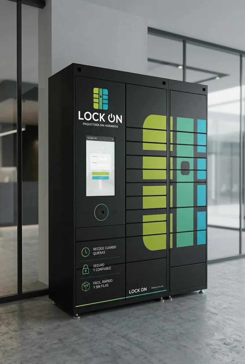Locker de paquetería LockOn en el hall de un consorcio